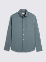MOSS Teal Blue Washed Oxford Shirt - Image 4 of 4