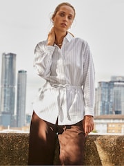 Ro&Zo White Stripe Channel Waist Shirt - Image 2 of 6