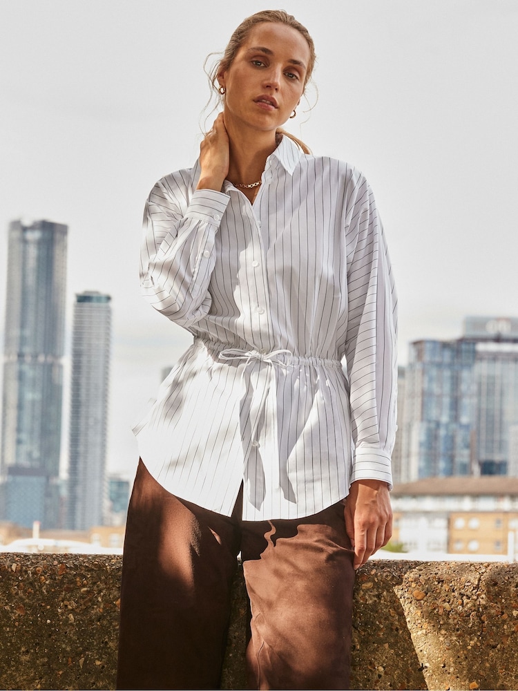 Ro&Zo White Stripe Channel Waist Shirt - Image 2 of 6