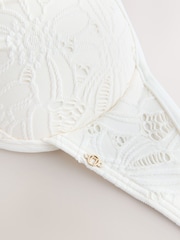 Cream Broderie Padded Wired Plunge Bikini Top - Image 4 of 4