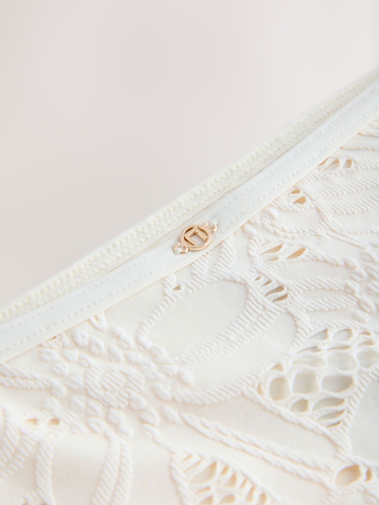 Cream Broderie High Leg Bikini Bottoms - Image 2 of 3 Cream Broderie High Leg Bikini Bottoms - Image 2 of 3