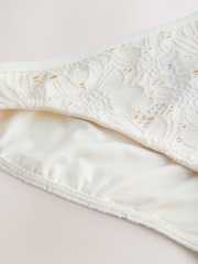 Cream Broderie High Leg Bikini Bottoms - Image 3 of 3