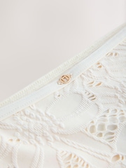 Cream Broderie High Leg Bikini Bottoms - Image 6 of 7