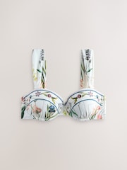 White Floral Wired Balcony Bandeau Bikini Top - Image 6 of 8