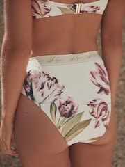Cream/Lilac Tulip High Waist Bikini Bottom - Image 4 of 7