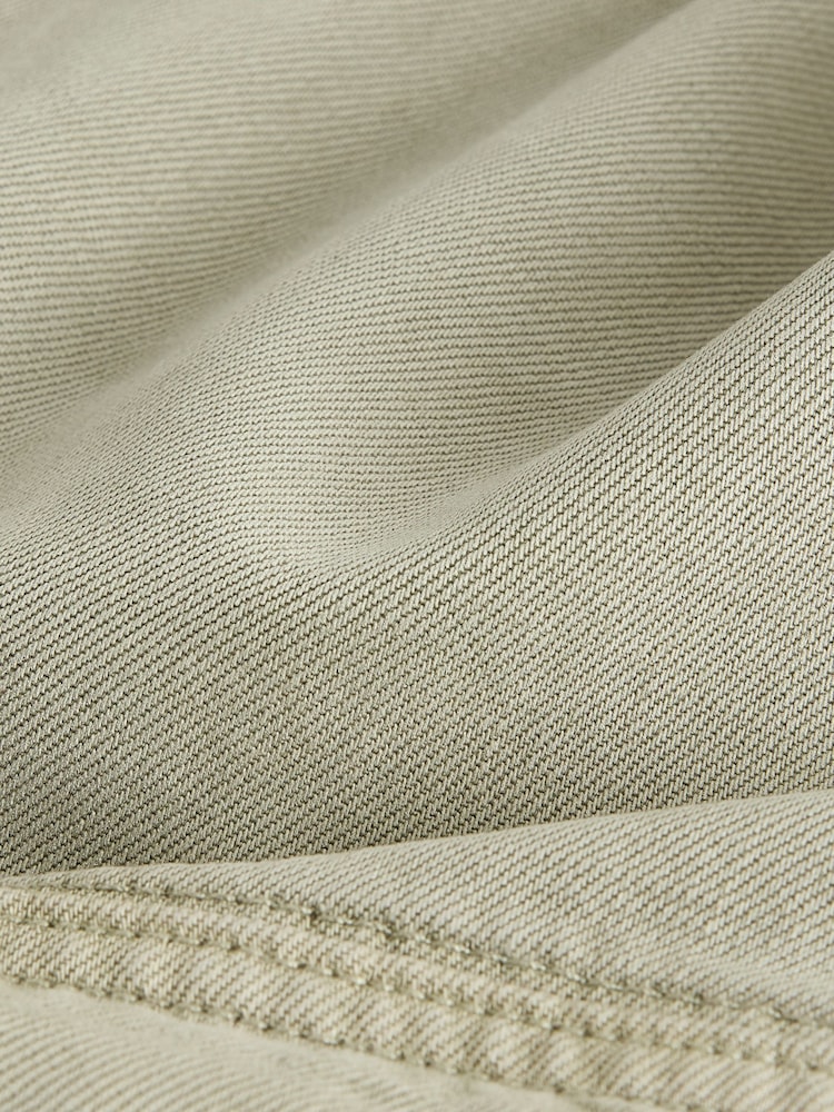 Khaki Green Funnel Neck Cotton Utility Jacket - Image 14 of 14