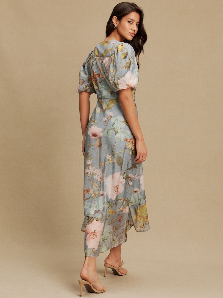 knee length dresses for ladies Baltic Born Womens Amelie Wrap Midi Dress | Blue Print main image 0