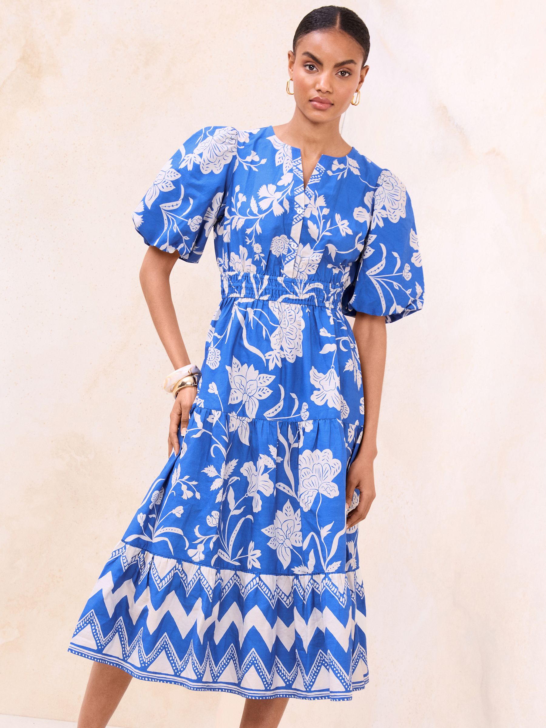 Buy Lipsy Cobalt Blue Cotton Holiday Floral Midi Dress from Next