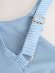 Blue Rib Rib Square Neck Swimsuit - Image 6 of 7