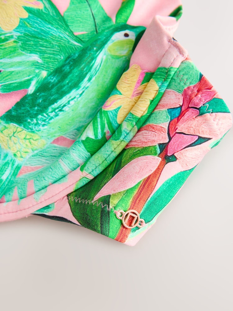 Coral Pink Tropical DD+ Wired Bikini Top - Image 10 of 10