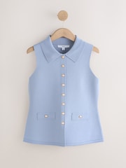 Mid Blue Smart Button Up Knitted Waistcoat - Image 1 of 3