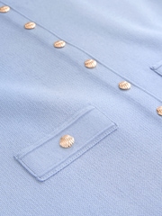 Mid Blue Smart Button Up Knitted Waistcoat - Image 2 of 3