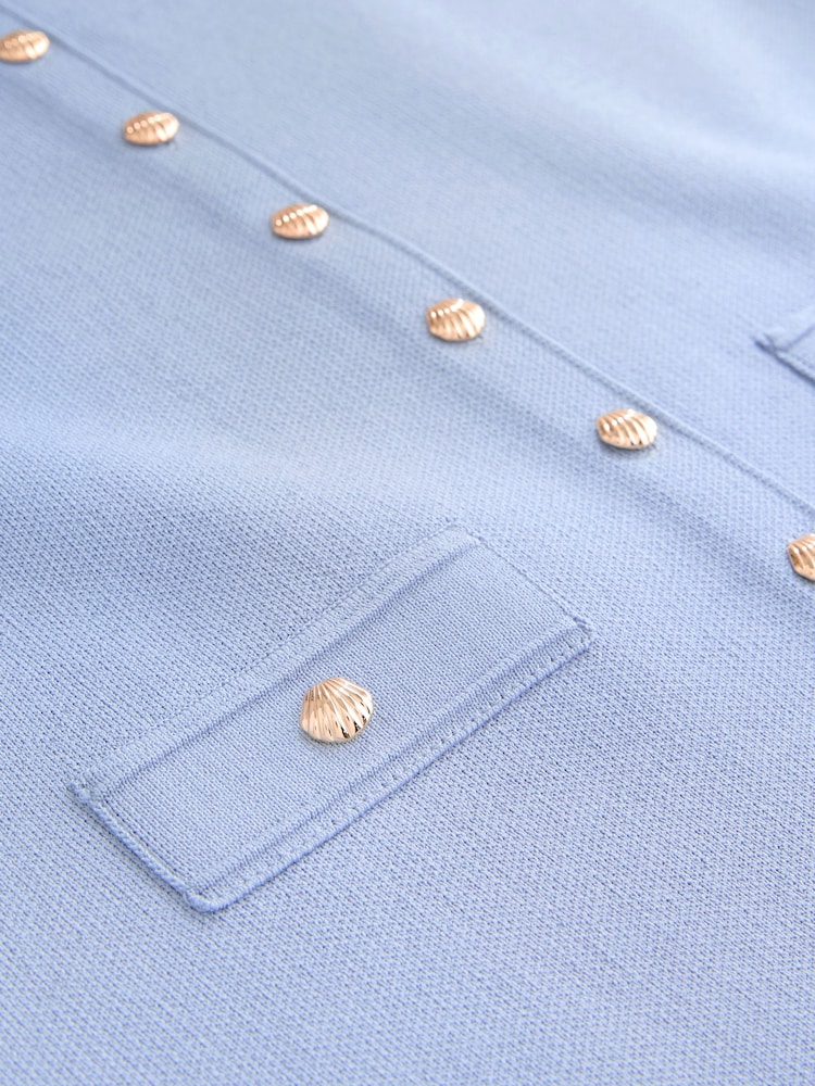 Mid Blue Smart Button Up Knitted Waistcoat - Image 2 of 3