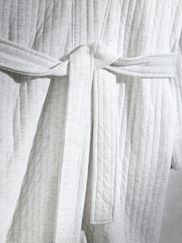 Grey Textured Dressing Gown - Image 8 of 8 Grey Textured Dressing Gown - Image 8 of 8