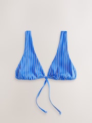 self. Blue Stripe Triangle Bikini Top - Image 1 of 3
