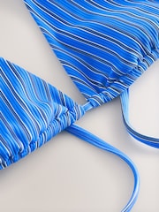 self. Blue Stripe Triangle Bikini Top - Image 3 of 3