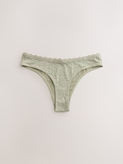 Khaki Green Lace Brazilian Knickers - Image 4 of 7