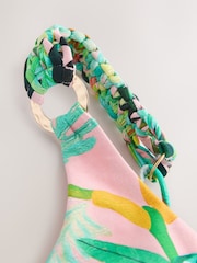 وردي مرجاني استوائي - توب تانكيني بفتحة صدر عميقة وأحزمة Macrame مع تحكم في البطن - صورة 8 من 9