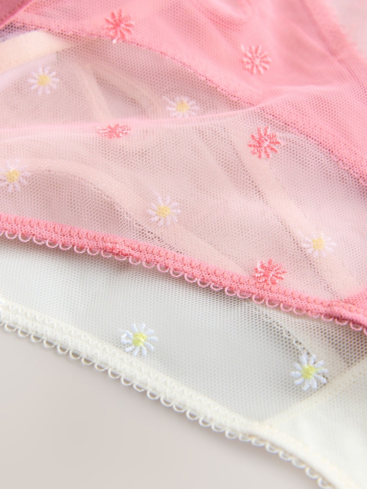 Coral/Ecru Daisy Embroidered Knickers 2 Pack - Image 11 of 11