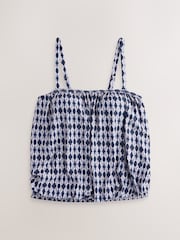 Cream/Navy Geometric Blouson Tankini Top - Image 1 of 3