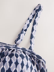 Cream/Navy Geometric Blouson Tankini Top - Image 2 of 3