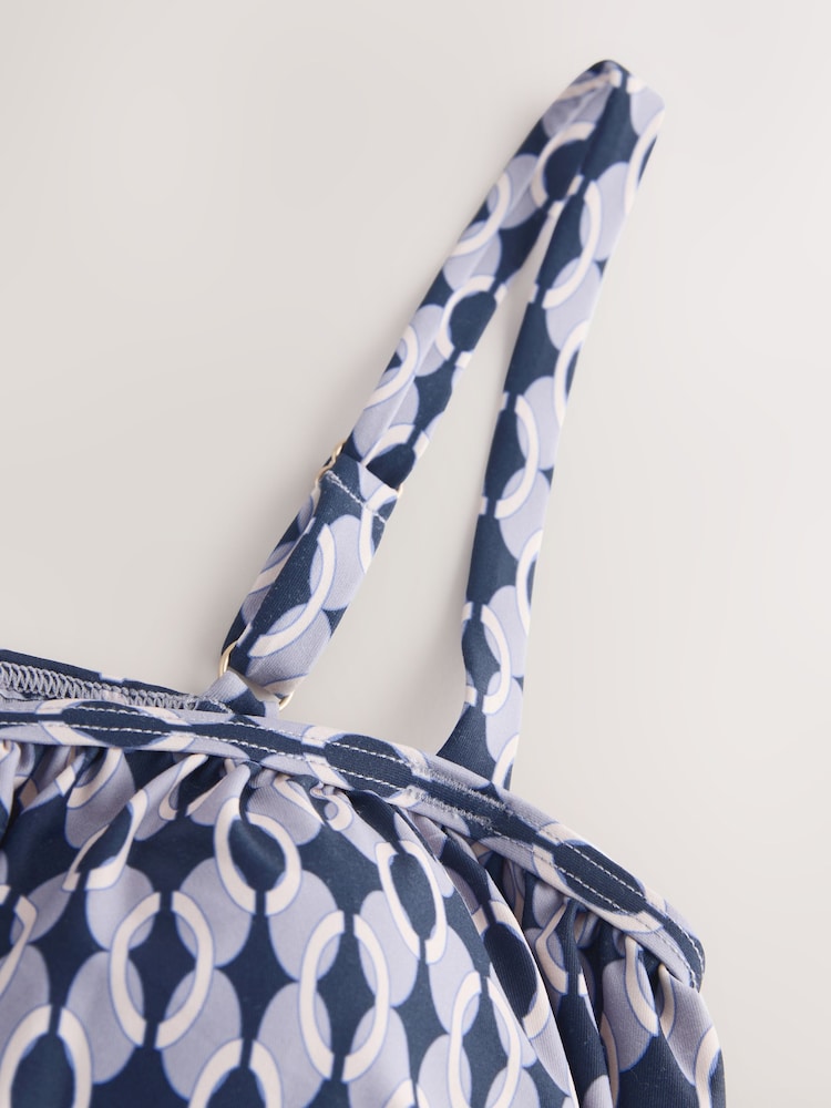 Cream/Navy Geometric Blouson Tankini Top - Image 2 of 3