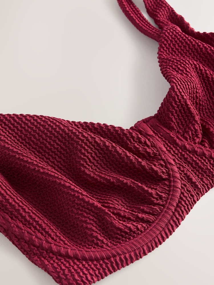 لون توتي Wine - حمالة صدر بيكيني غير مبطنة بسلك معدني مجعد مقاس DD+ - صورة 2 من 3