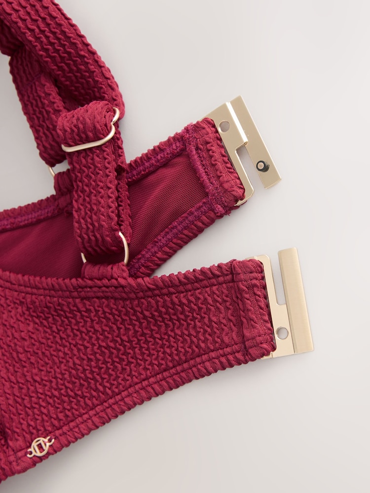 لون توتي Wine - حمالة صدر بيكيني غير مبطنة بسلك معدني مجعد مقاس DD+ - صورة 3 من 3