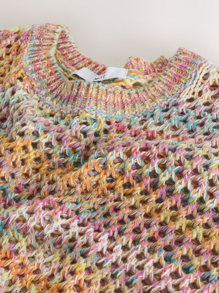 Leuchtend mit Spacedye - Mesh Crochet 100% Cotton Relaxed T-Shirt - Bild 3 von 3