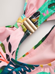 Coral/Green Tropical Square Neck Swimsuit - Image 2 of 3