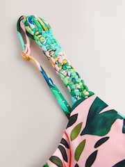 Coral/Green Tropical Square Neck Swimsuit - Image 3 of 3