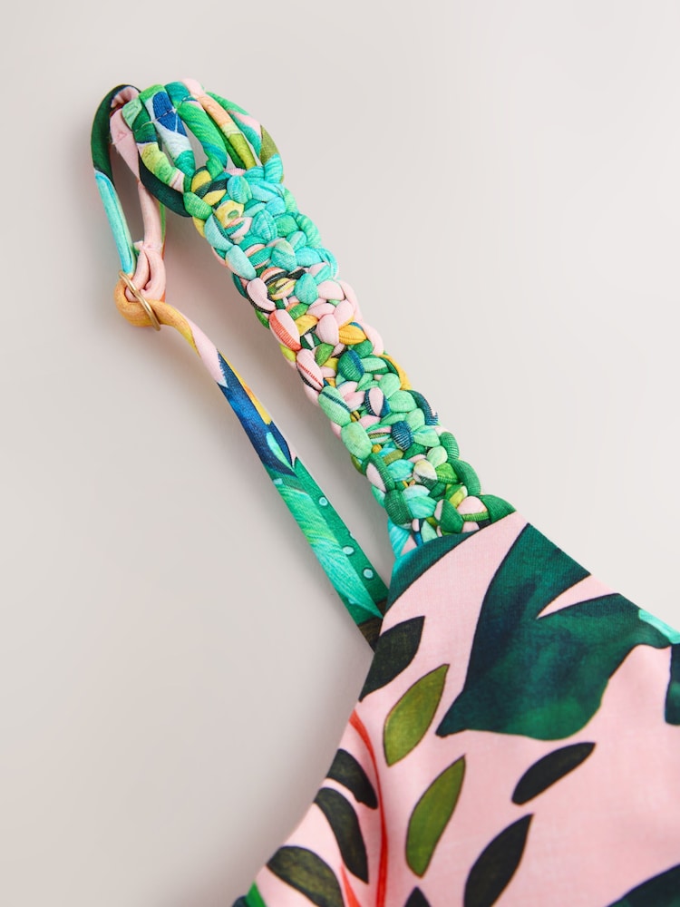 Coral/Green Tropical Square Neck Swimsuit - Image 3 of 3