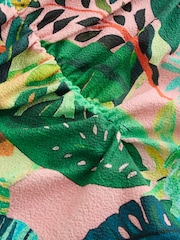 Coral/Green Tropical Shaping Tummy Control Bandeau Swimsuit - Image 2 of 3