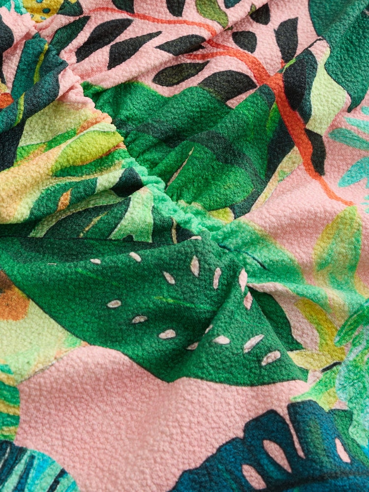 Coral/Green Tropical Shaping Tummy Control Bandeau Swimsuit - Image 2 of 3