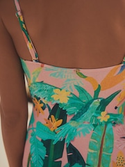 Coral/Green Tropical - Ішті пішіндейтін бант тәрізді купальник - 8суретінің 5 суреті