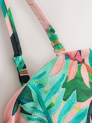 Coral/Green Tropical - Ішті пішіндейтін бант тәрізді купальник - 8суретінің 8 суреті