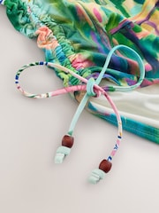 Pink/Blue Scenic Bandeau Ruched Leg Tummy Control Shaping Swimsuit - Image 9 of 9