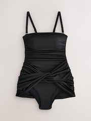 Negru Twist - Skirted Tummy Control Bandeau Swimsuit - Imaginea 1 din 9