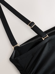 Negru Twist - Skirted Tummy Control Bandeau Swimsuit - Imaginea 4 din 9