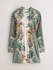 Cream/Khaki Green Palm Long Sleeve Rash Swimsuit - Image 6 of 8