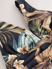 Black Leopard Palm Ruched Plunge Tummy Control Swimsuit - Image 7 of 9