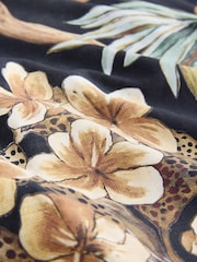 Black Leopard Palm Ruched Plunge Tummy Control Swimsuit - Image 9 of 9