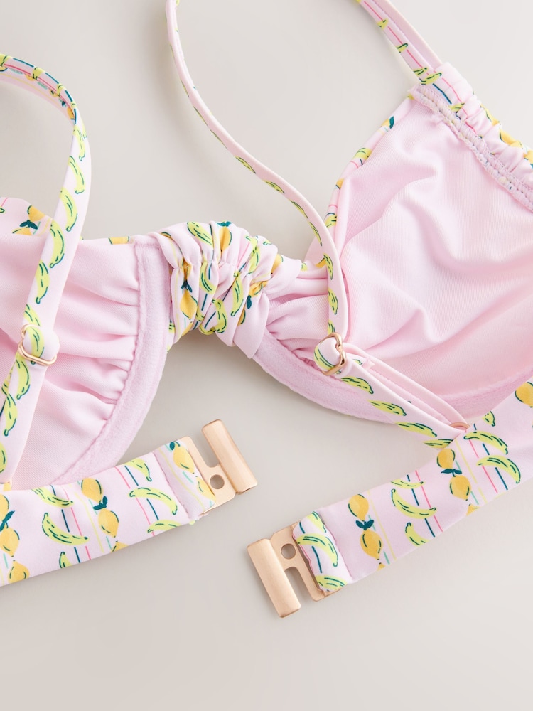 Pink/Yellow Non Padded Underwired Non Padded Underwired Bikini Top - Image 3 of 3 Pink/Yellow Non Padded Underwired Non Padded Underwired Bikini Top - Image 3 of 3