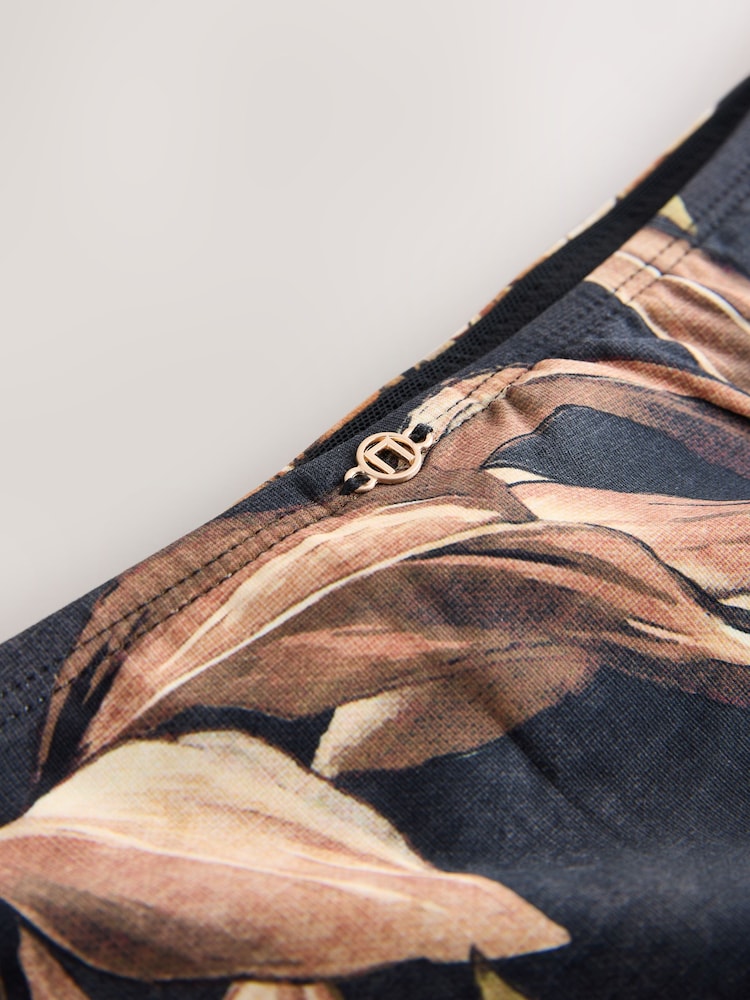 Black Animal Palm Midi Waist Bikini Bottoms - Image 7 of 7