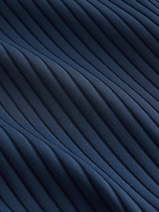 Contrast Binding Navy Rib Tummy Control Scoop Swimsuit - Image 2 of 4