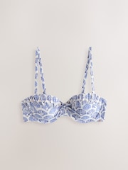 Cream/Blue Shell Wired Bandeau Bikini Top - Image 1 of 4