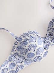 Cream/Blue Shell Wired Bandeau Bikini Top - Image 2 of 4