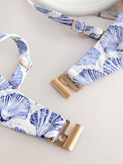 Cream/Blue Shell Wired Bandeau Bikini Top - Image 8 of 9