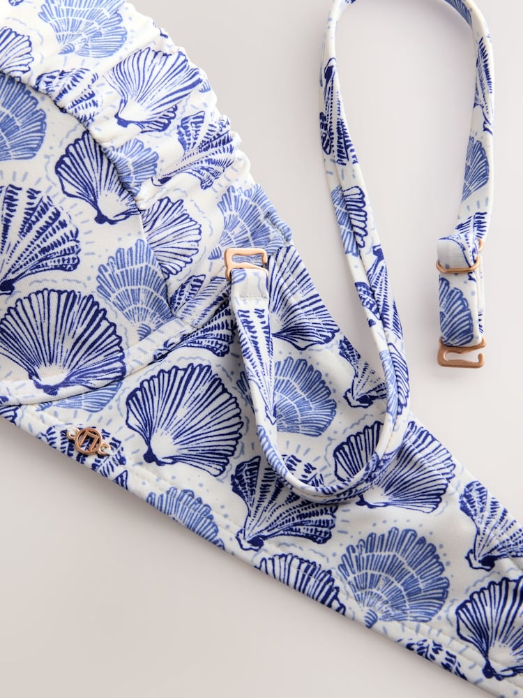 Cream/Blue Shell Wired Bandeau Bikini Top - Image 9 of 9