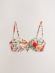 Chocolate Brown/Teal Abstract Wired Bandeau Bikini Top - Image 4 of 7